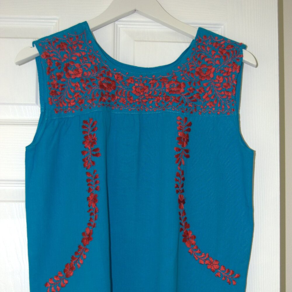 Sleeveless handmade Mexican embroidered blouse